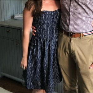 Gap strapless blue white mini dress